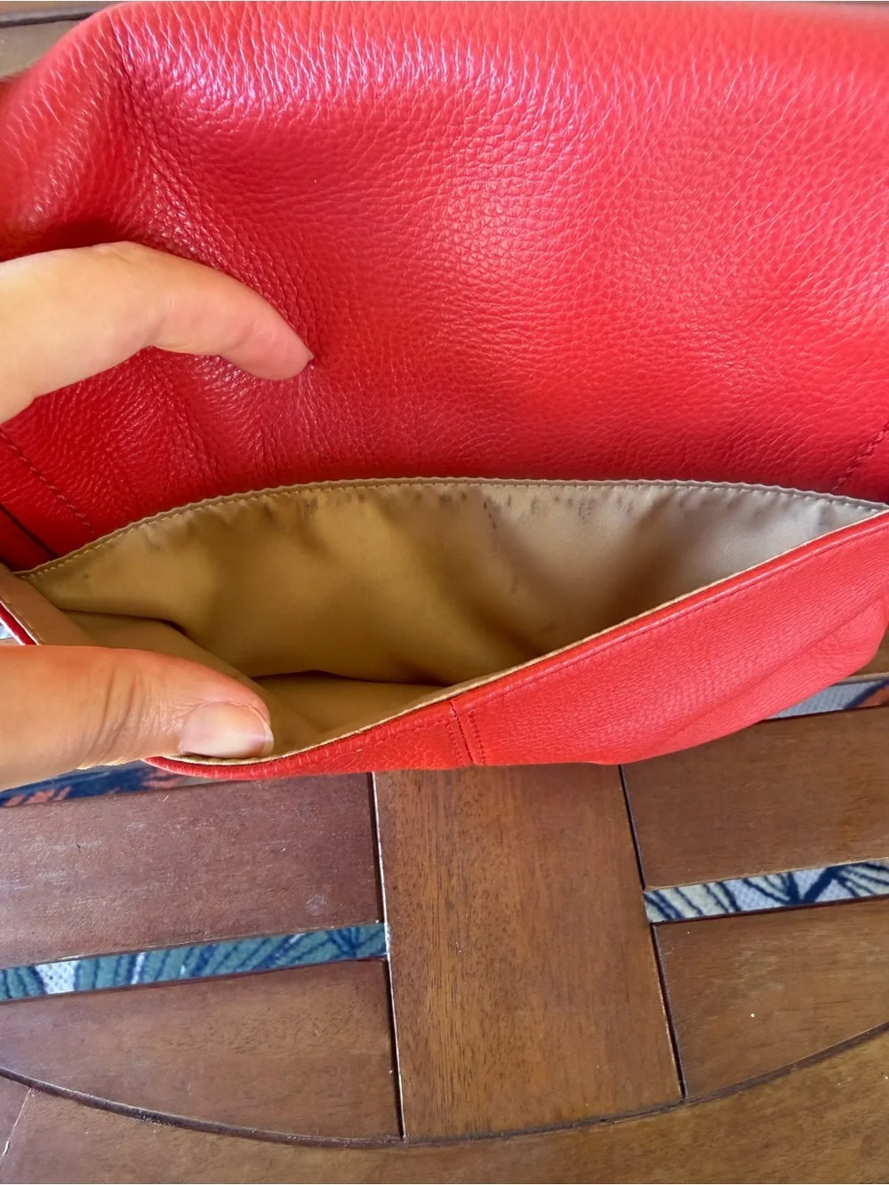 Coach Red Pebbled Leather Crossbody with Turnlock